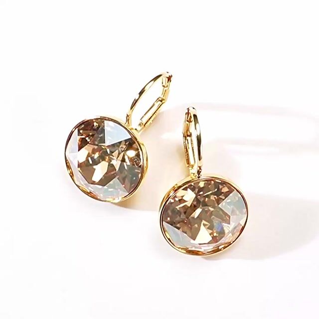 Bella Earrings with 8.5 Carat Clear Golden Shadow Crystals